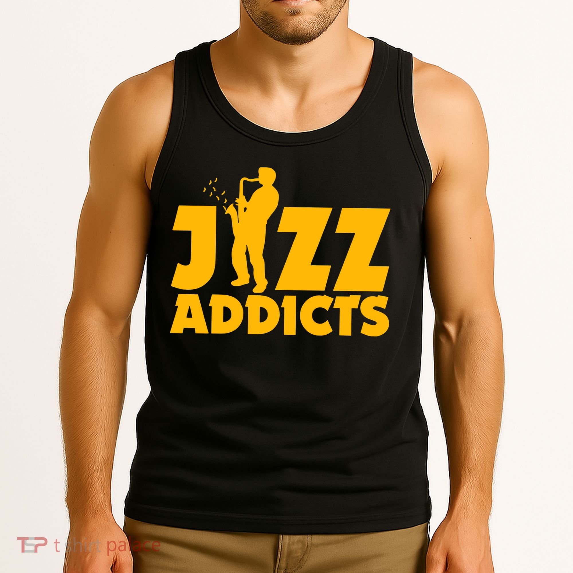 Robert Komaniecki Jazz Addicts With Saxophone Tank Top