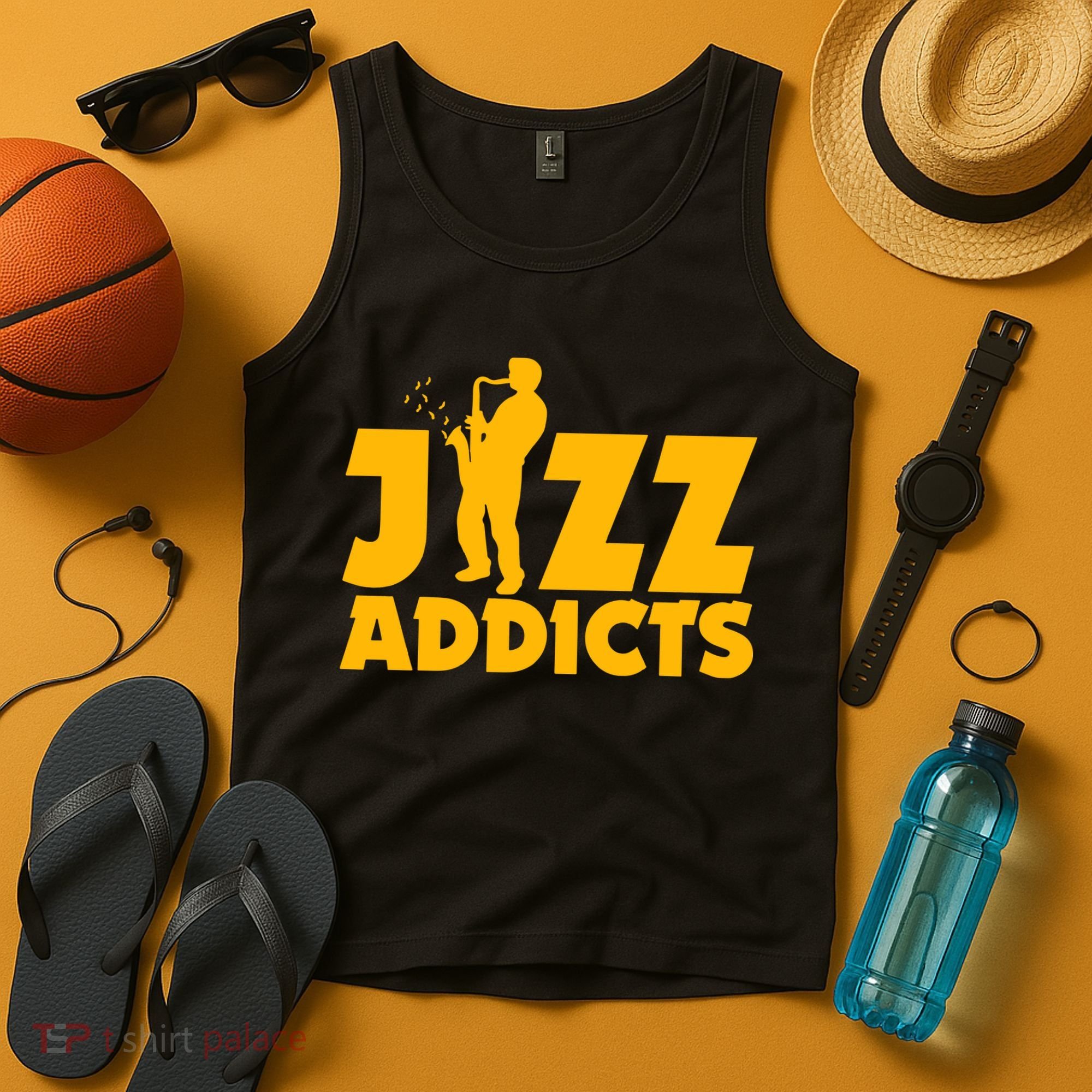 Robert Komaniecki Jazz Addicts With Saxophone Tank Top