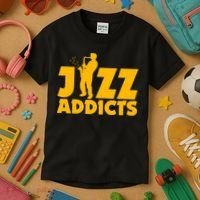 Robert Komaniecki Jazz Addicts With Saxophone Kids T-Shirt thumb 3