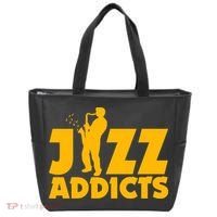 Robert Komaniecki Jazz Addicts With Saxophone Tote Bag thumb 0