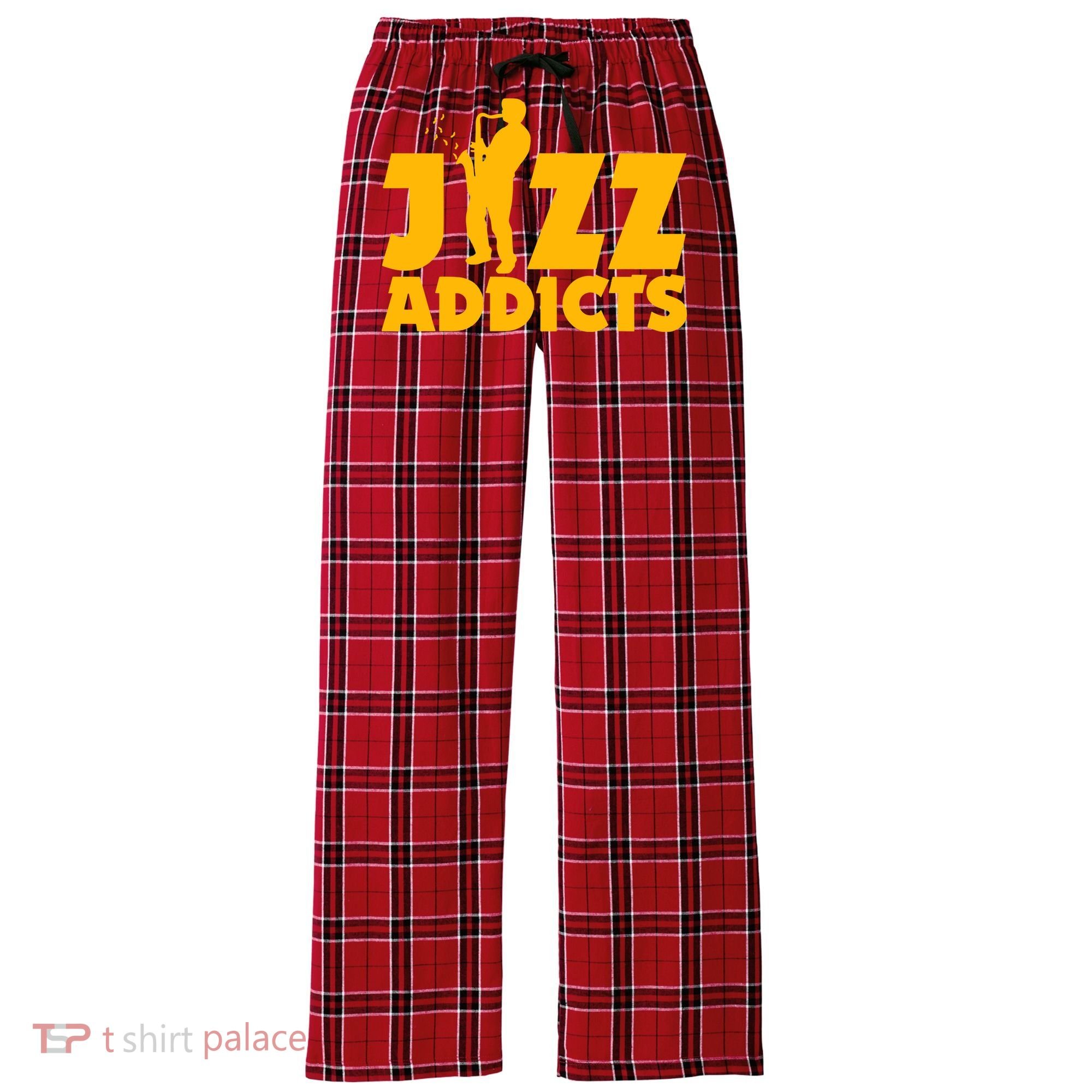 Robert Komaniecki Jazz Addicts With Saxophone Women's Flannel Plaid Pajama Pants