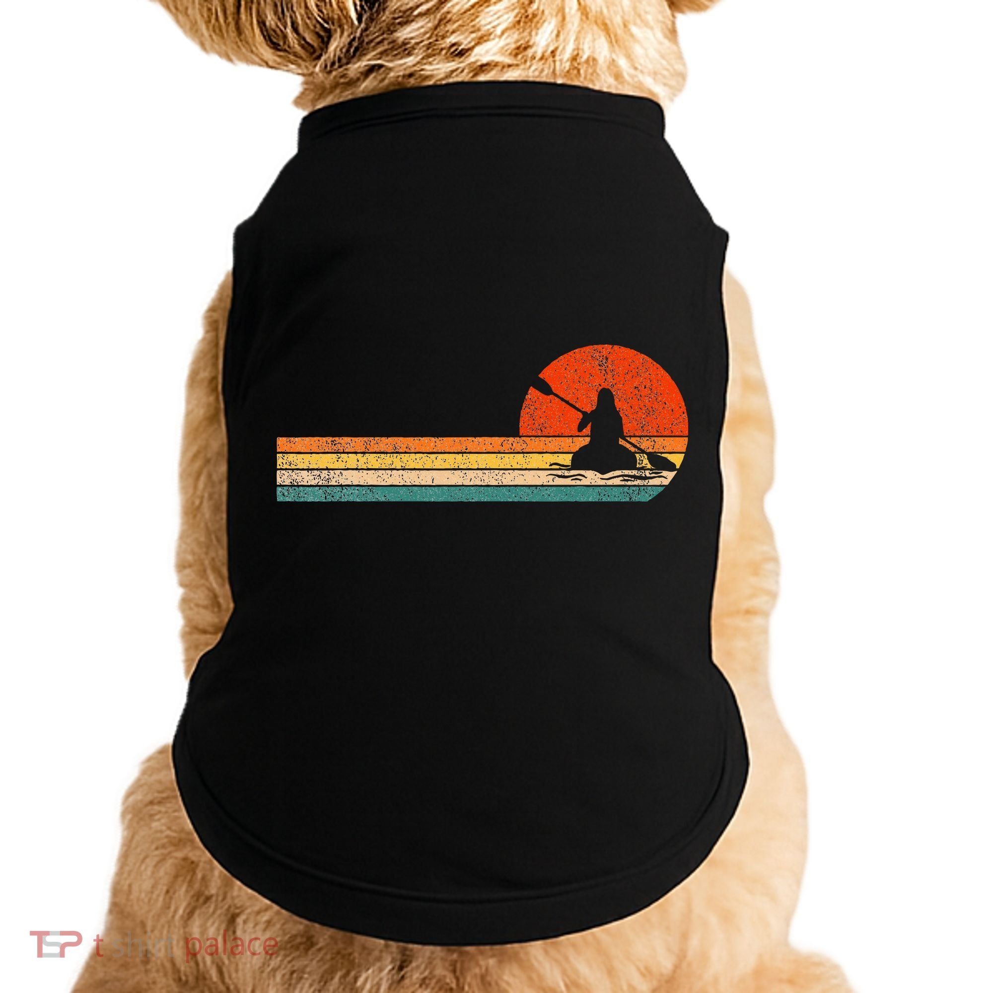Retro Kayak Kayaking Paddling Doggie Tank