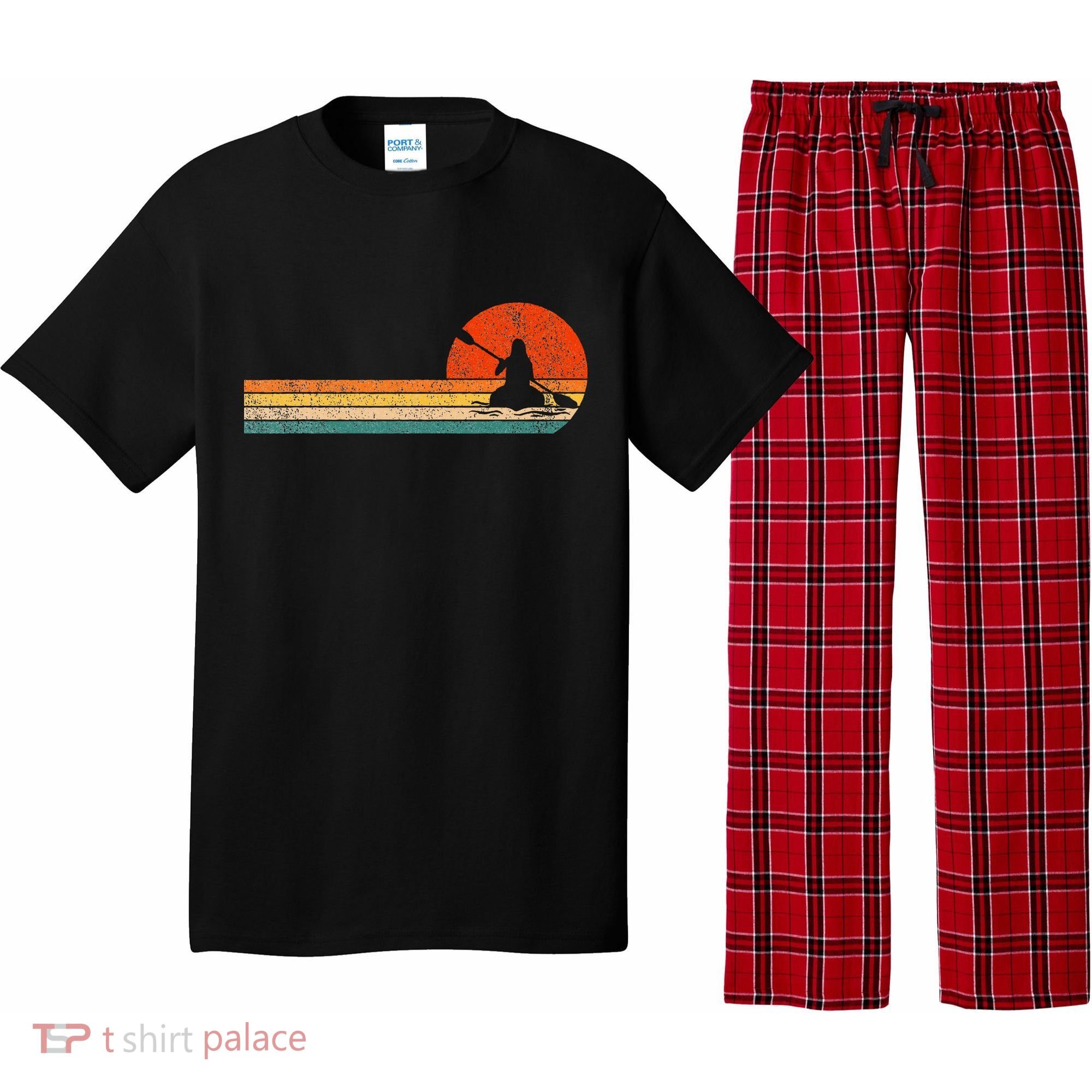 Retro Kayak Kayaking Paddling Pajama Set