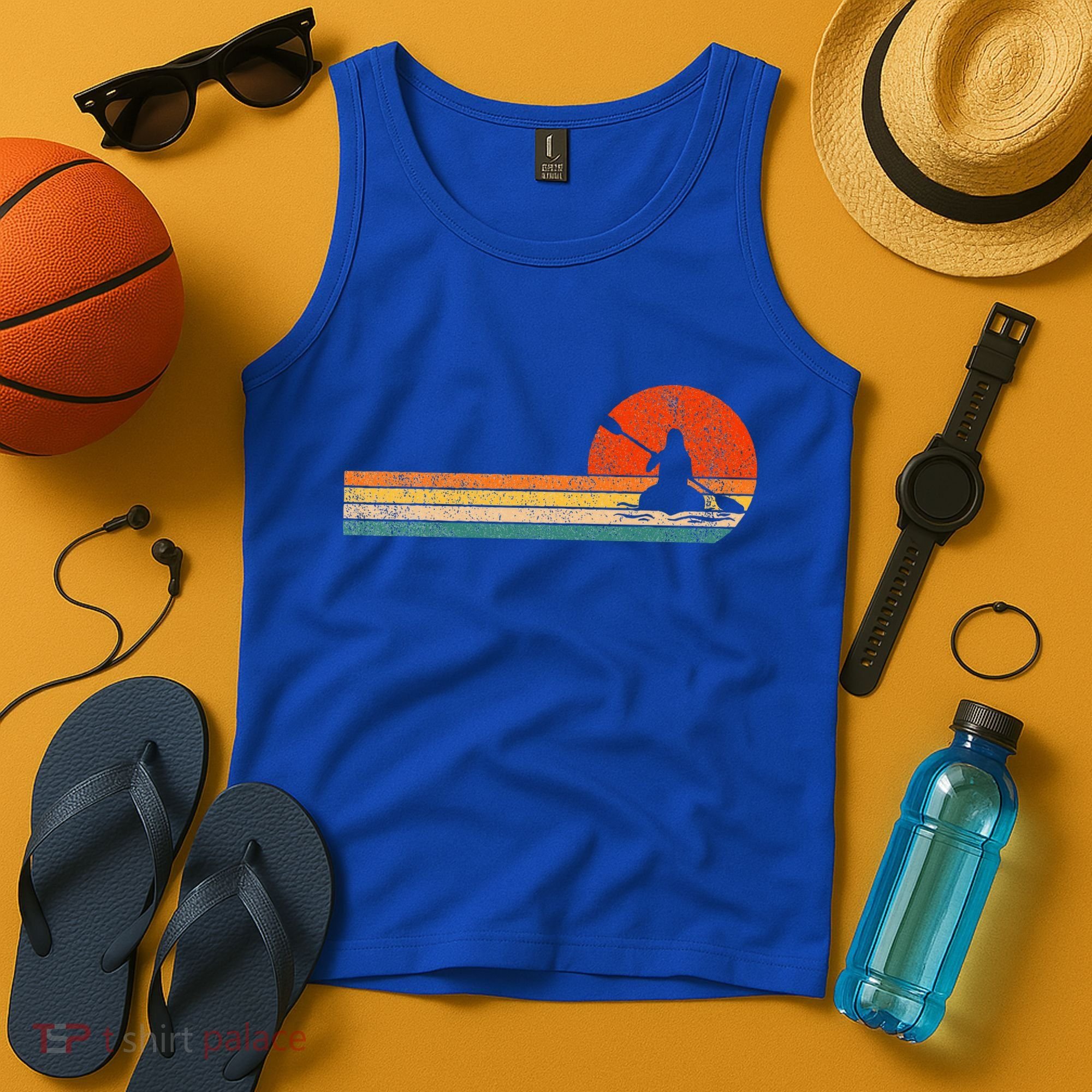 Retro Kayak Kayaking Paddling Tank Top