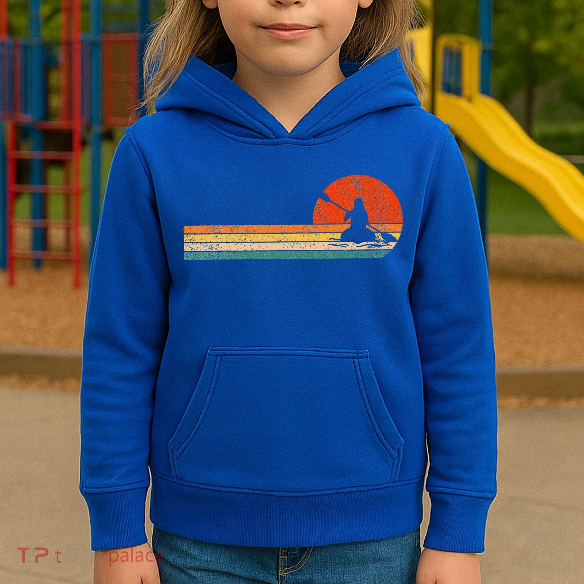 Retro Kayak Kayaking Paddling Kids Hoodie