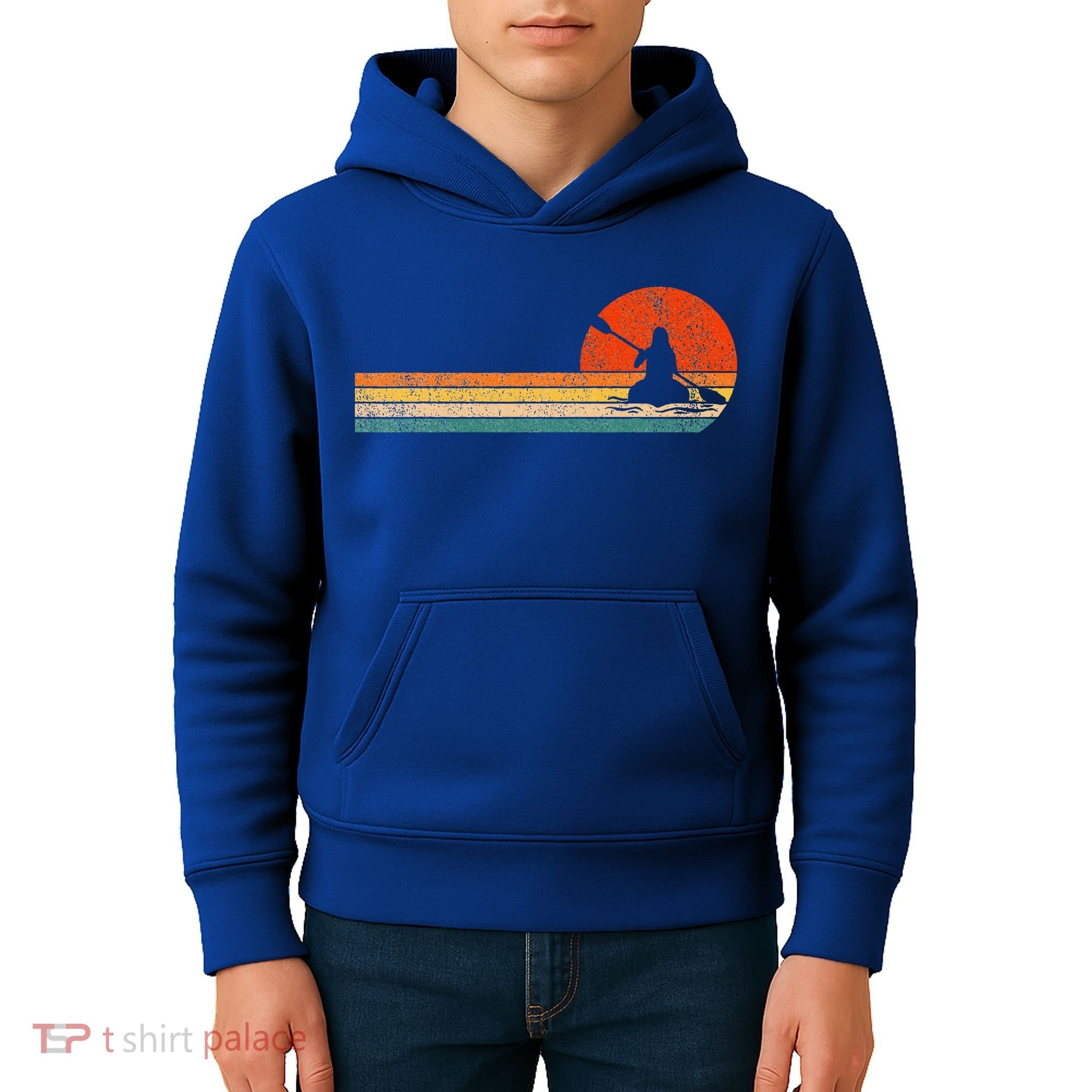 Retro Kayak Kayaking Paddling Kids Hoodie