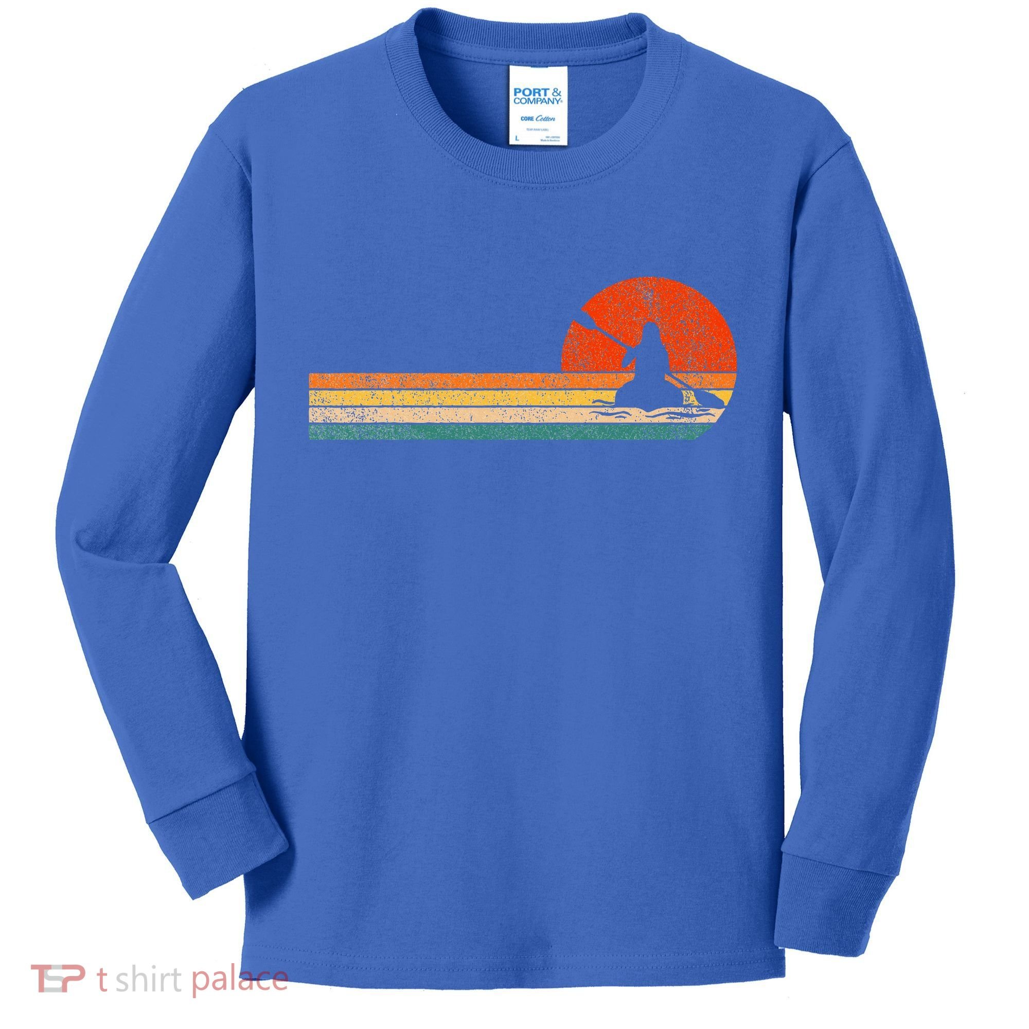 Retro Kayak Kayaking Paddling Kids Long Sleeve Shirt