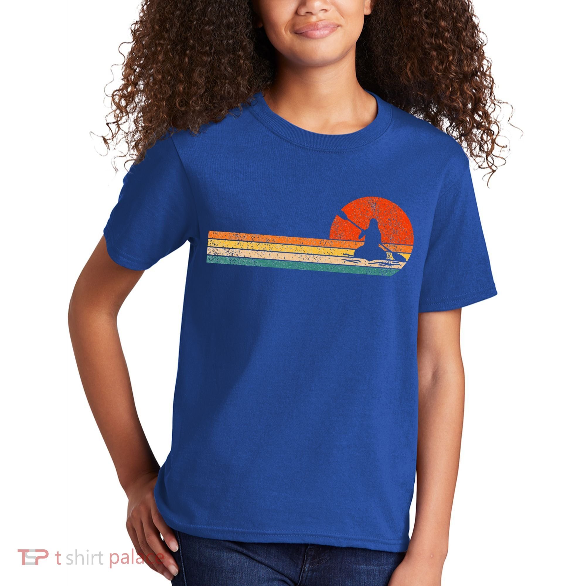 Retro Kayak Kayaking Paddling Kids T-Shirt