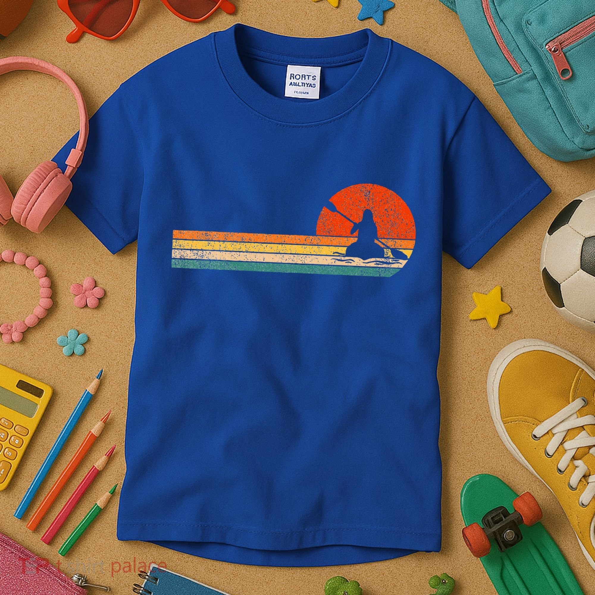 Retro Kayak Kayaking Paddling Kids T-Shirt