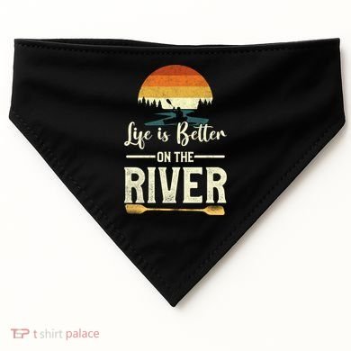 Retro Kayaking Life Is Better On The River Gift USA-Made Doggie Bandana