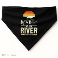 Retro Kayaking Life Is Better On The River Gift USA-Made Doggie Bandana thumb 0