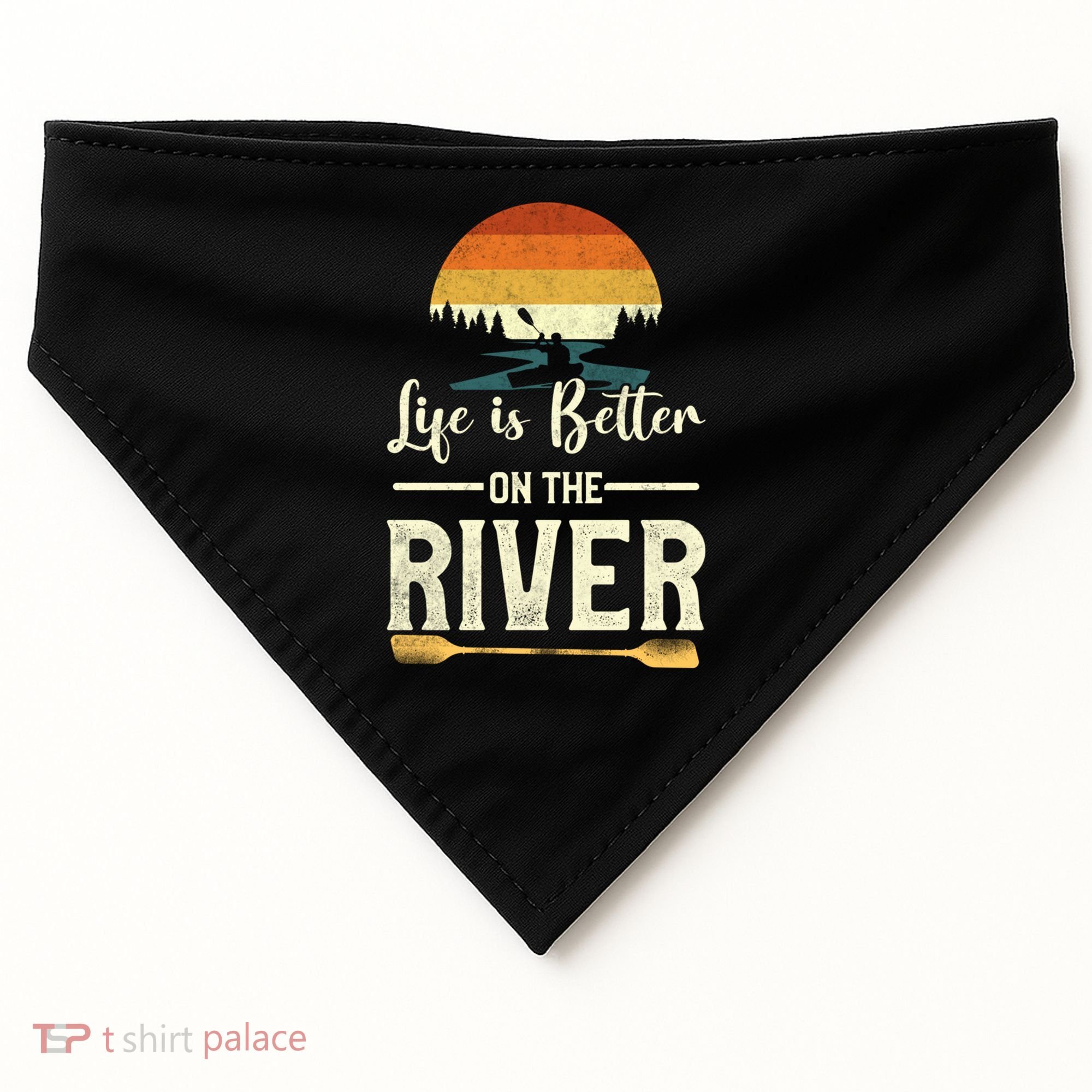 Retro Kayaking Life Is Better On The River Gift USA-Made Doggie Bandana