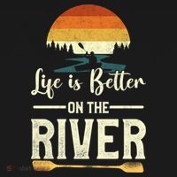Retro Kayaking Life Is Better On The River Gift USA-Made Doggie Bandana thumb 2
