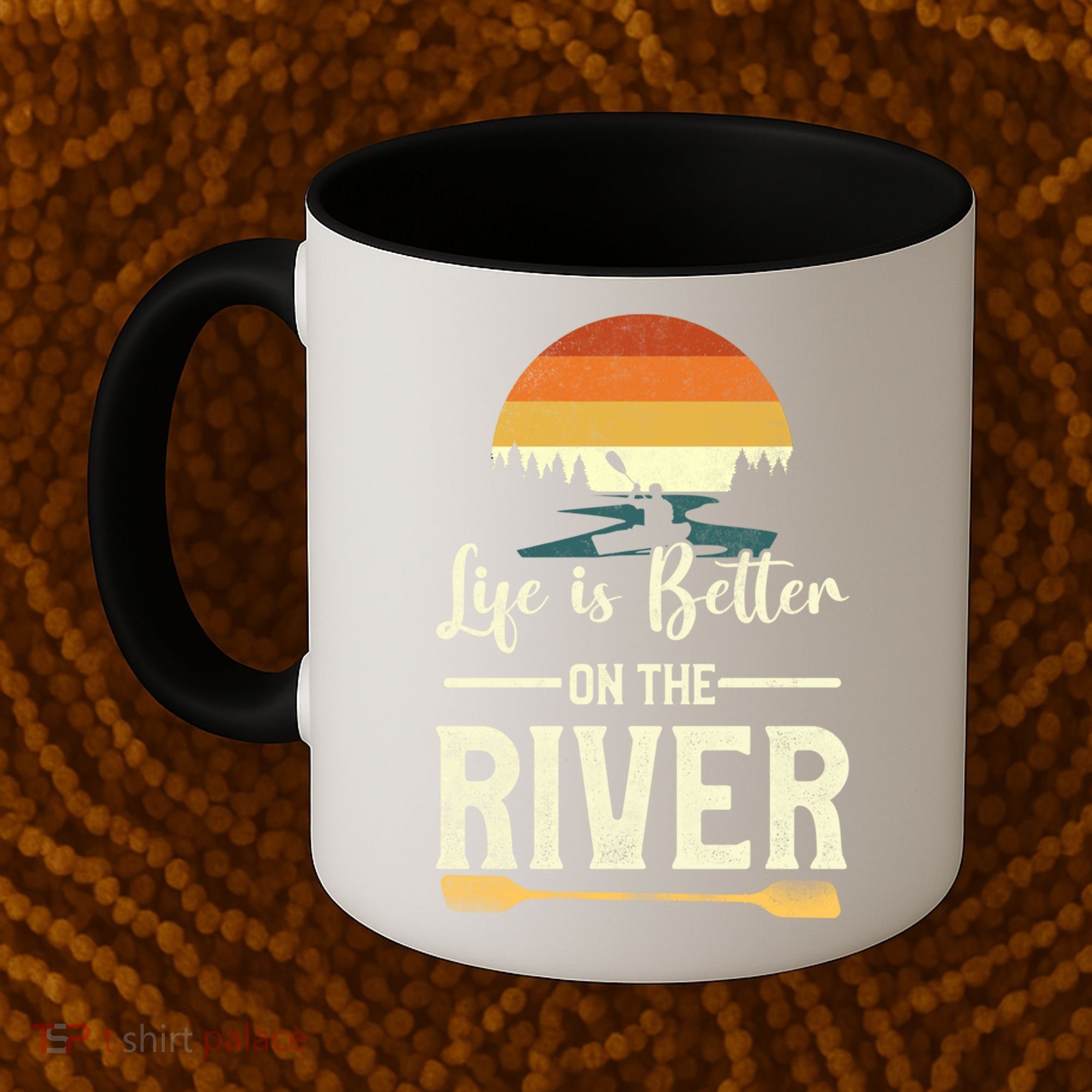 Retro Kayaking Life Is Better On The River Gift Coffee Mug