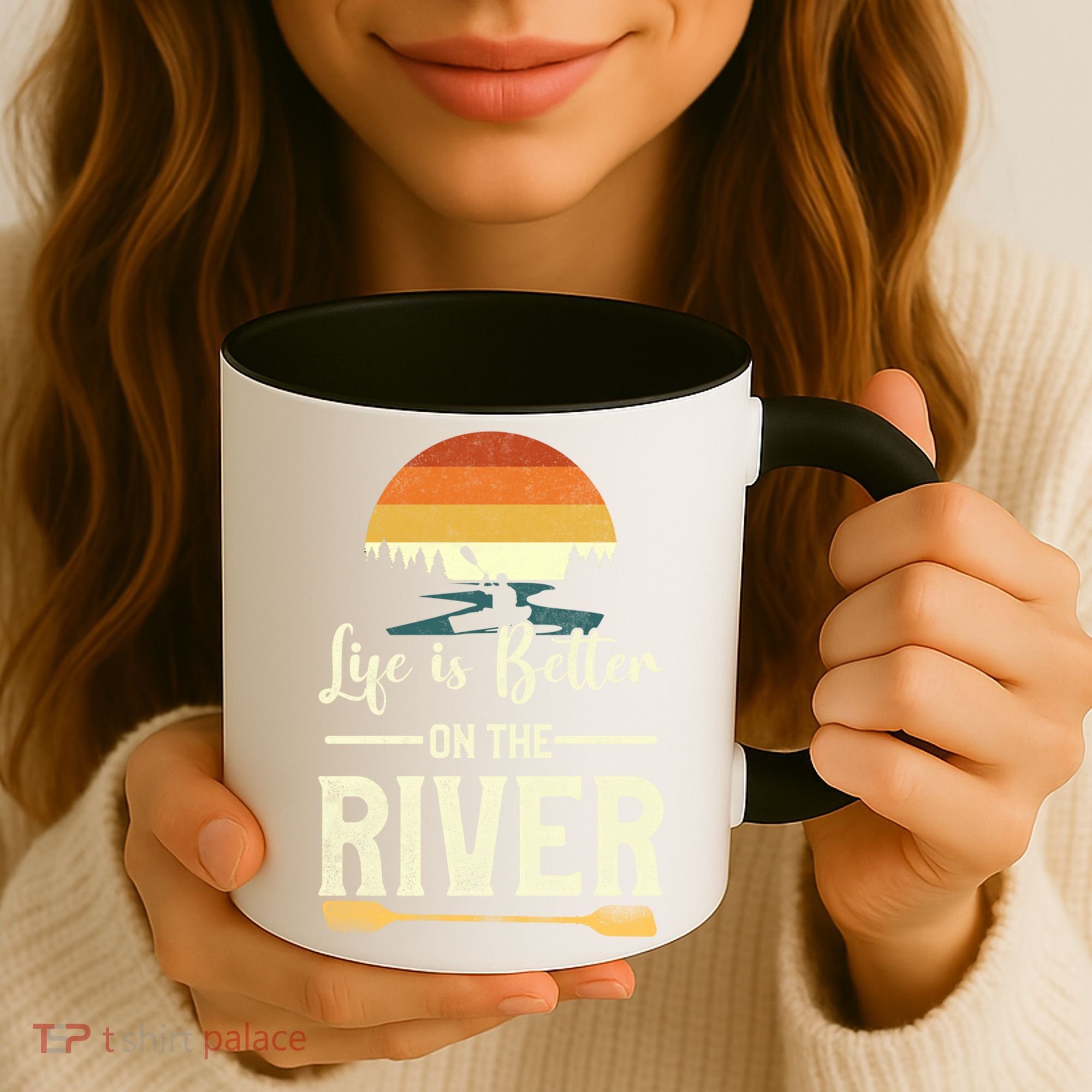 Retro Kayaking Life Is Better On The River Gift Coffee Mug