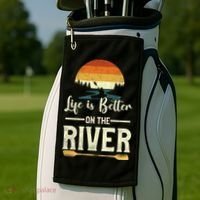 Retro Kayaking Life Is Better On The River Gift Golf Towel thumb 2