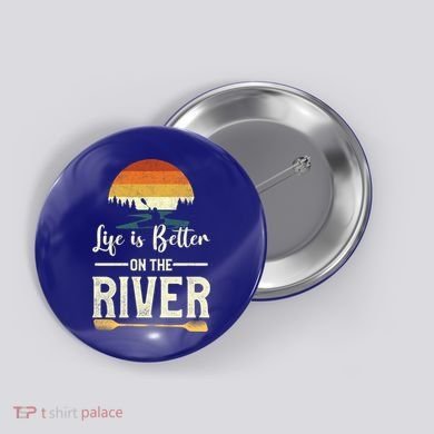 Retro Kayaking Life Is Better On The River Gift Button