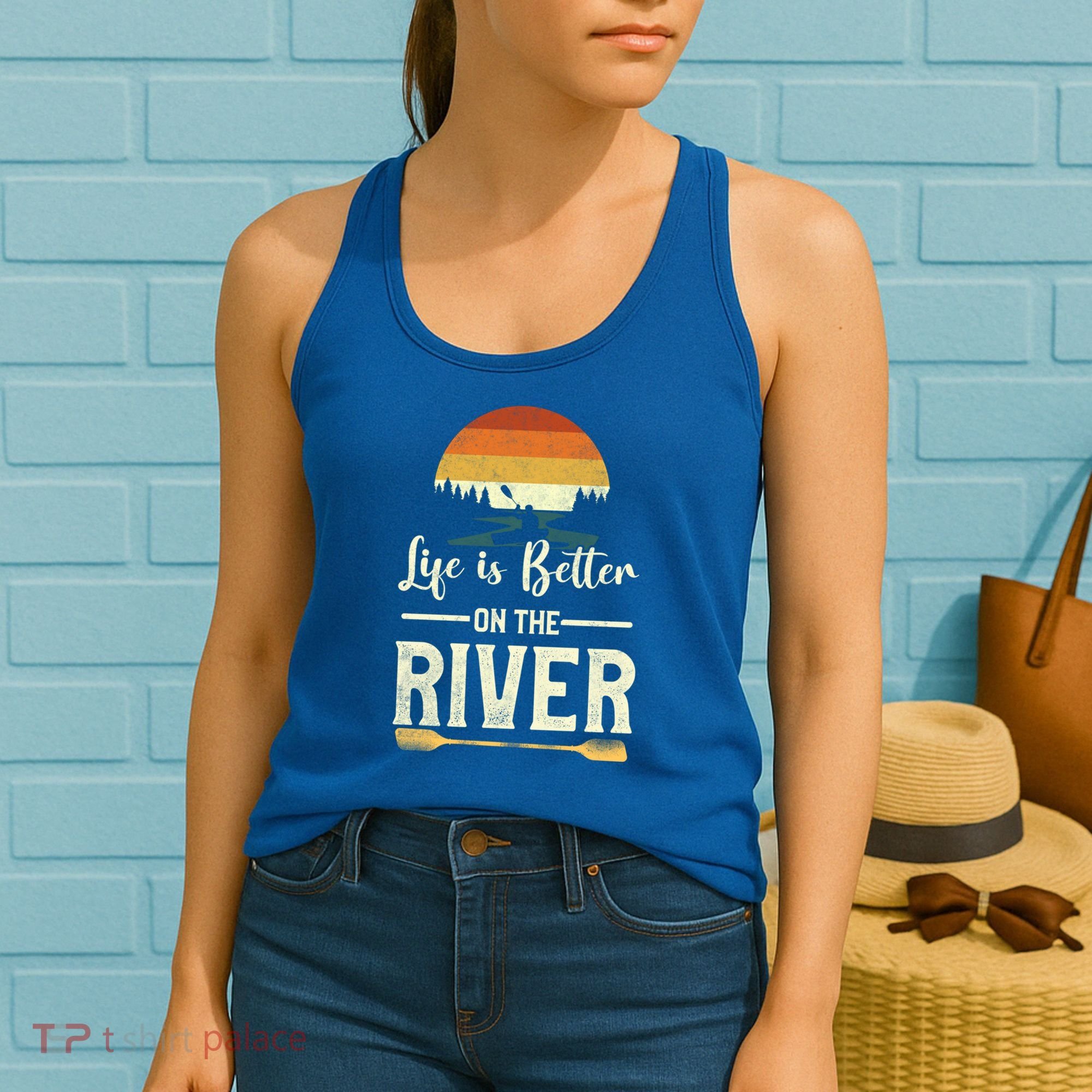 Retro Kayaking Life Is Better On The River Gift Women's Tank Top