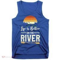 Retro Kayaking Life Is Better On The River Gift Tank Top thumb 0