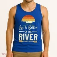 Retro Kayaking Life Is Better On The River Gift Tank Top thumb 3