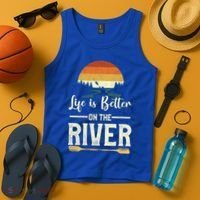 Retro Kayaking Life Is Better On The River Gift Tank Top thumb 4