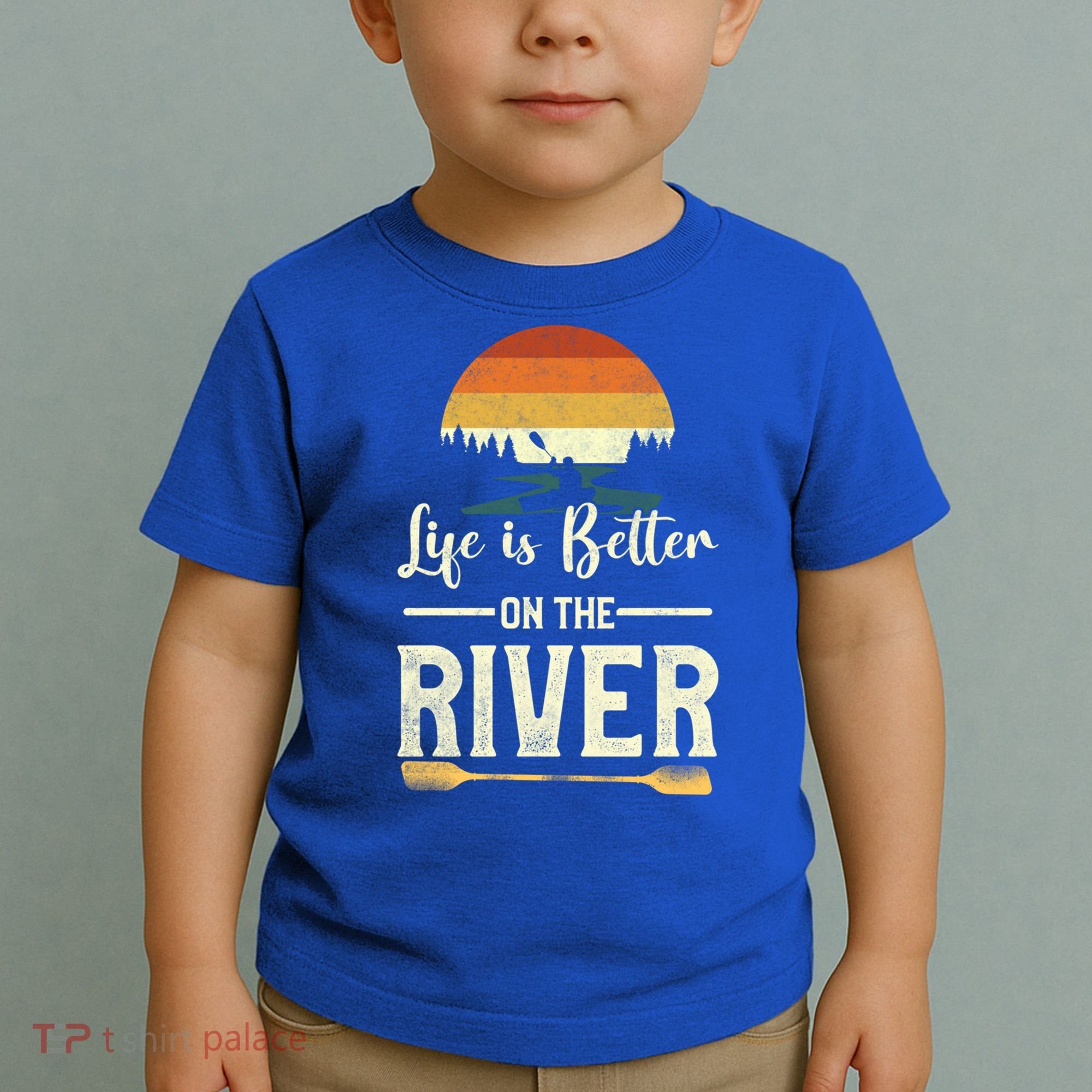 Retro Kayaking Life Is Better On The River Gift Toddler T-Shirt