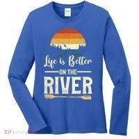 Retro Kayaking Life Is Better On The River Gift Women's Long Sleeve Shirt thumb 0