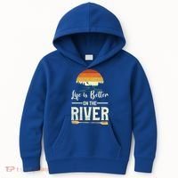 Retro Kayaking Life Is Better On The River Gift Kids Hoodie thumb 0