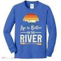 Retro Kayaking Life Is Better On The River Gift Kids Long Sleeve Shirt thumb 0