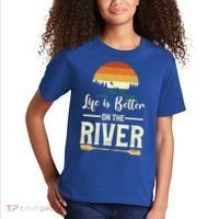Retro Kayaking Life Is Better On The River Gift Kids T-Shirt thumb 2