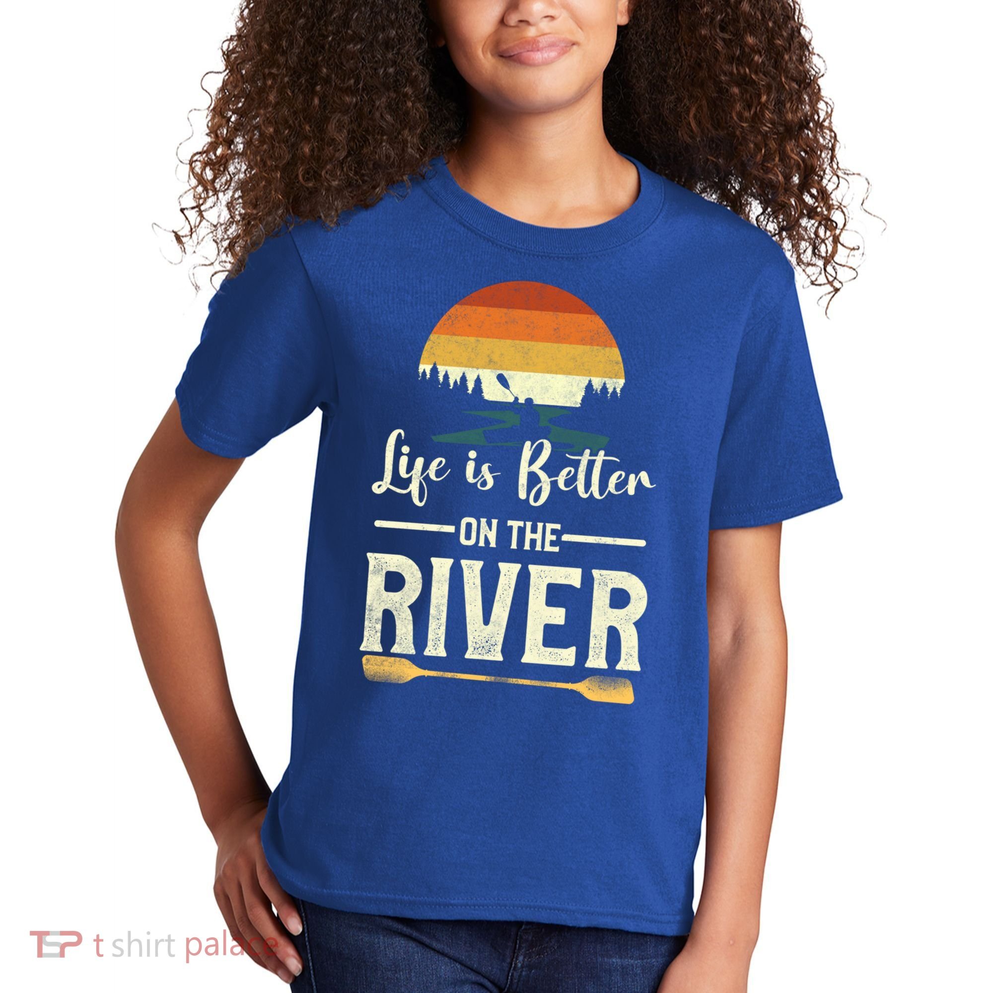 Retro Kayaking Life Is Better On The River Gift Kids T-Shirt