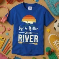 Retro Kayaking Life Is Better On The River Gift Kids T-Shirt thumb 3