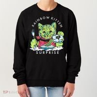Rainbow Kitten Surprise Cute Eat Retro Animals Women's Sweatshirt thumb 0