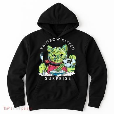 Rainbow Kitten Surprise Cute Eat Retro Animals Hoodie