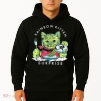 Rainbow Kitten Surprise Cute Eat Retro Animals Hoodie thumb 2