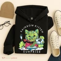 Rainbow Kitten Surprise Cute Eat Retro Animals Hoodie thumb 4