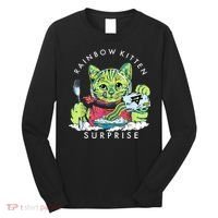 Rainbow Kitten Surprise Cute Eat Retro Animals Long Sleeve Shirt thumb 0