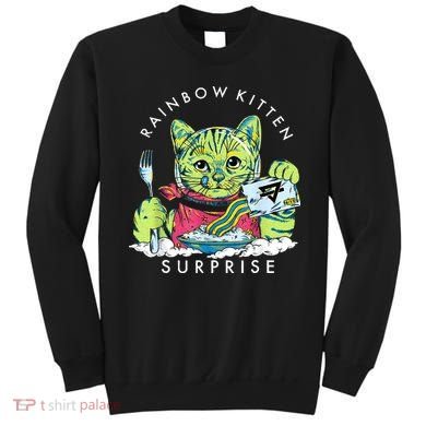 Rainbow Kitten Surprise Cute Eat Retro Animals Sweatshirt
