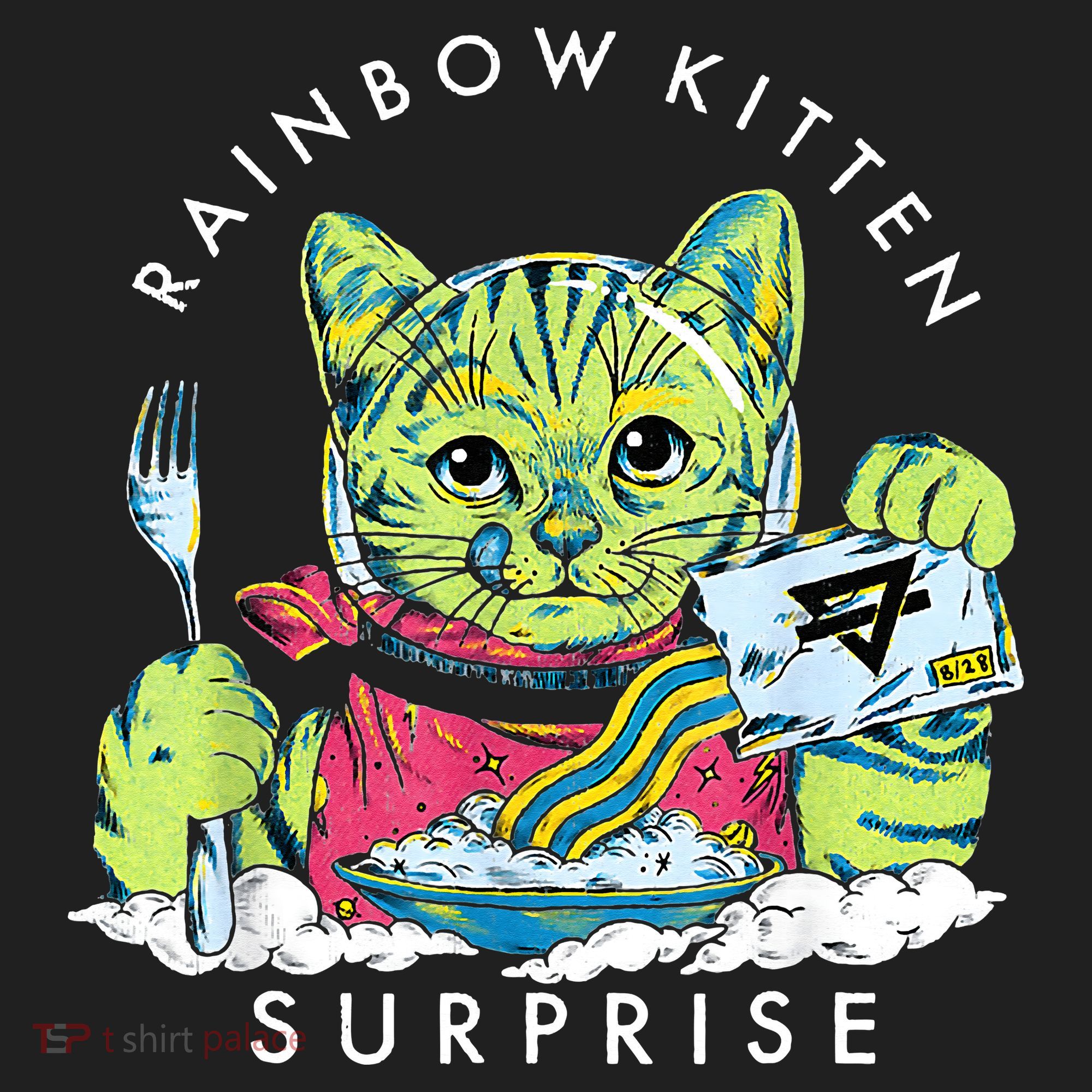 Rainbow Kitten Surprise Cute Eat Retro Animals Beanie