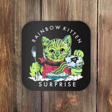 Rainbow Kitten Surprise Cute Eat Retro Animals Coaster