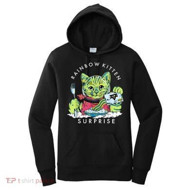 Rainbow Kitten Surprise Cute Eat Retro Animals Women's Hoodie
