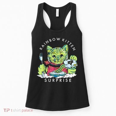 Rainbow Kitten Surprise Cute Eat Retro Animals Women's Tank Top