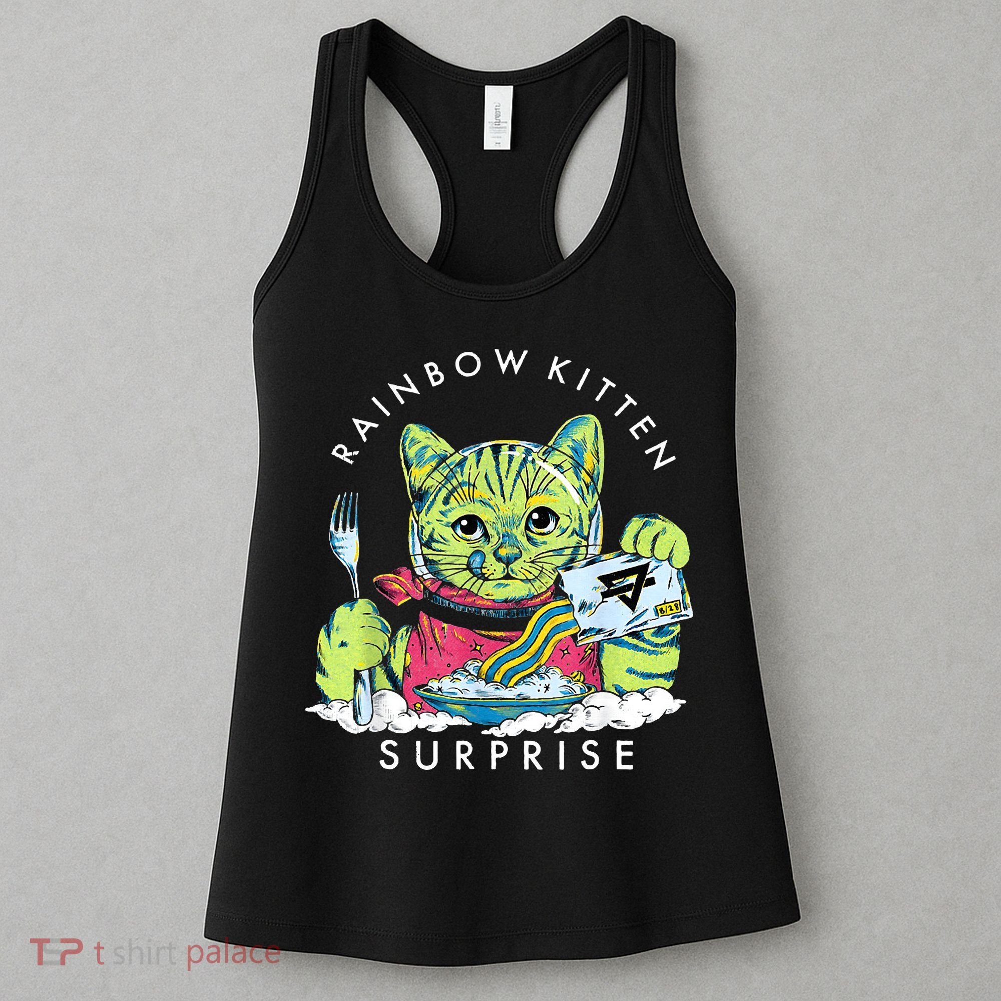 Rainbow Kitten Surprise Cute Eat Retro Animals Women's Tank Top