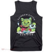 Rainbow Kitten Surprise Cute Eat Retro Animals Tank Top thumb 0