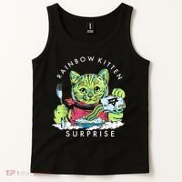 Rainbow Kitten Surprise Cute Eat Retro Animals Tank Top thumb 2