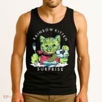 Rainbow Kitten Surprise Cute Eat Retro Animals Tank Top thumb 3
