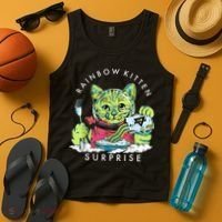 Rainbow Kitten Surprise Cute Eat Retro Animals Tank Top thumb 4