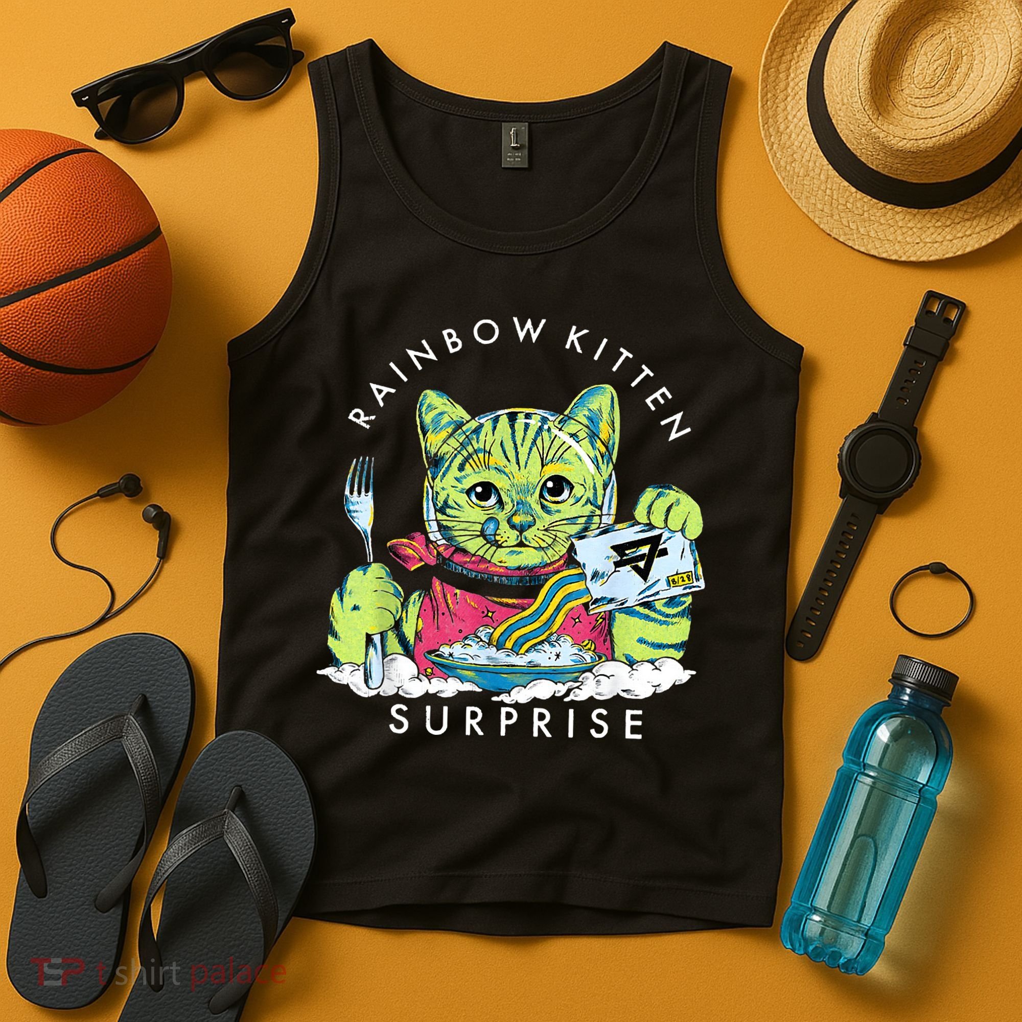 Rainbow Kitten Surprise Cute Eat Retro Animals Tank Top