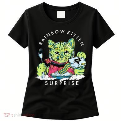 Rainbow Kitten Surprise Cute Eat Retro Animals Women's T-Shirt