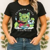 Rainbow Kitten Surprise Cute Eat Retro Animals Women's T-Shirt thumb 2